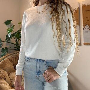 White Sherpa Fleece Pullover sweater Size S